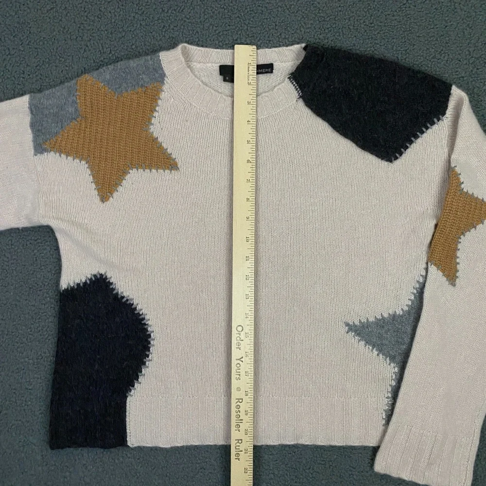 360 Cashmere Sweater Womens Small Patchwork Stitched Star Cropper Knit